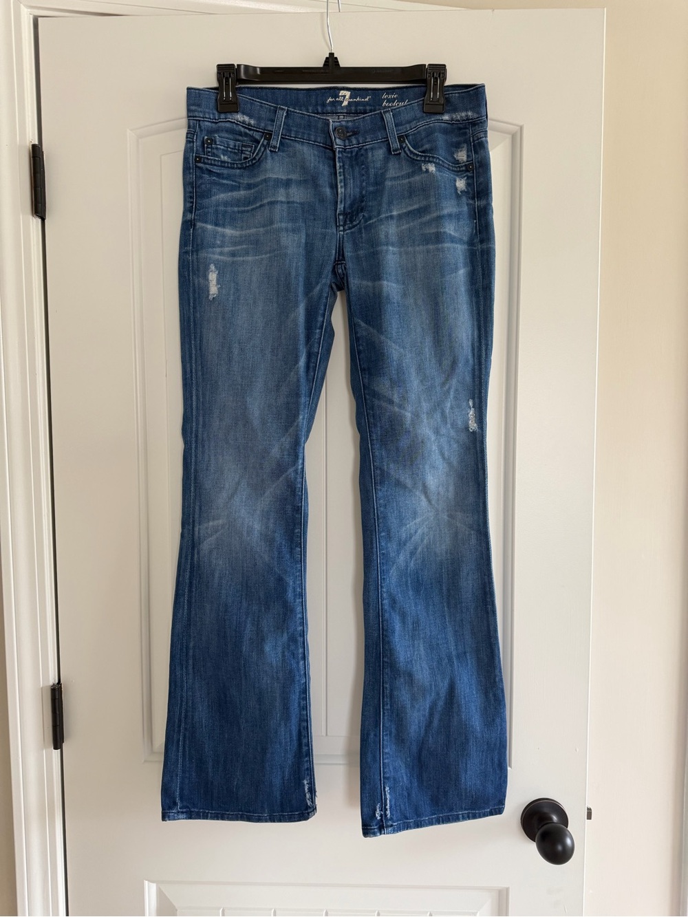 7 for All Mankind Women’s Lexie Bootcut Low-Rise Dark Wash Distressed Jeans W27